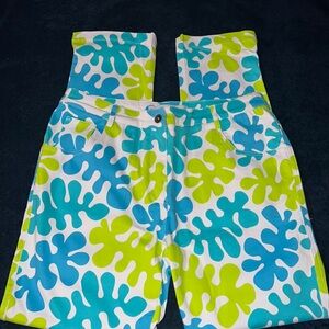 Gretchen Scott blue and green floral ankle pants large